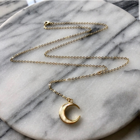 💋 2 for $20/ 14k Gold Crescent Moon Boho Lariat Necklace - Picture 9 of 10
